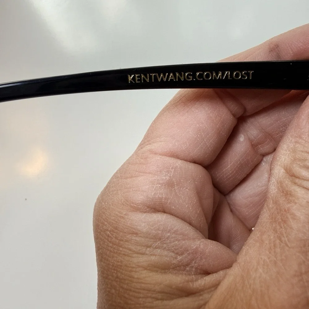 Kent Wang LOST Black Acetate Sunglasses 50mm Green Lenses Unisex Classic